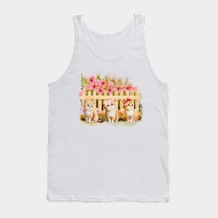 Watercolor Floral Fairytale Kittens Tank Top